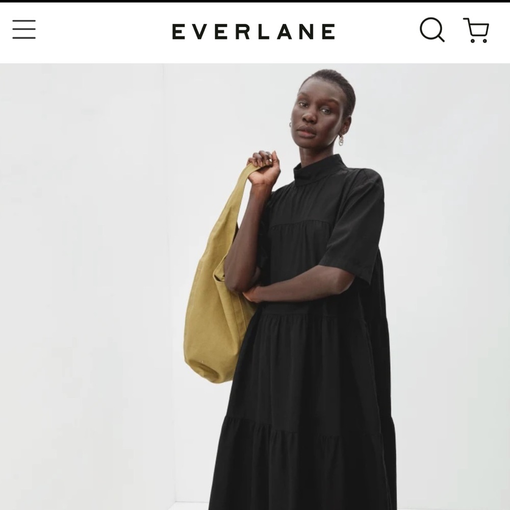 Everlane The Tiered Mockneck Dress - Black Size S